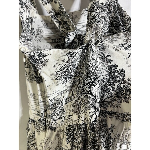 H&M Dress Women 2 Sleeveless Animal Print Black & White Sheath Midi Cross Strap - Picture 6 of 13